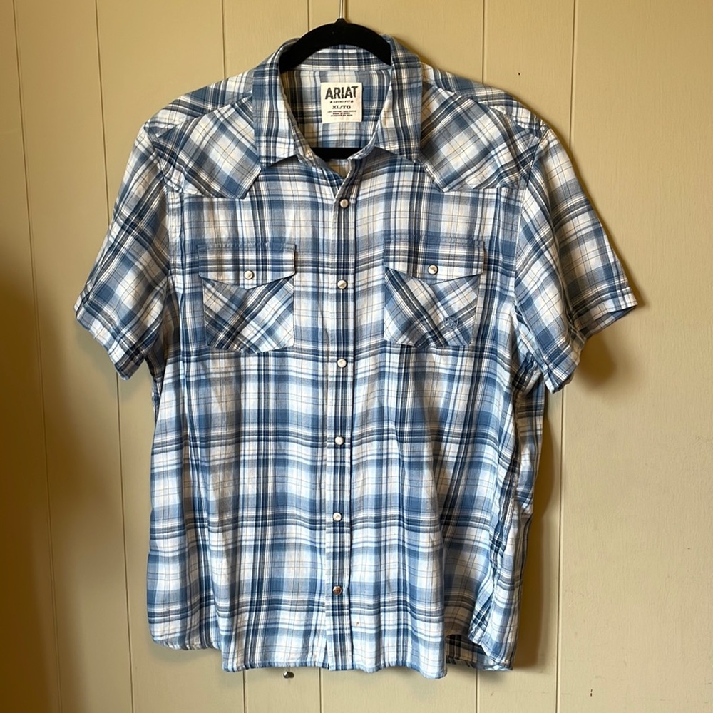 Ariat Plaid Short Sleeve Button Down Sz XL